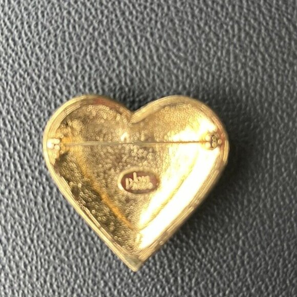 JOAN RIVERS SIGNED SPARKLING CRYSTALS DOUBLE TIERED HEART PIN BROOCH - Picture 7 of 7